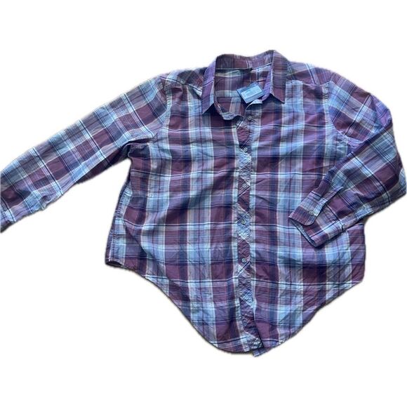 Eddie Bauer Tops - Eddie Bauer Women’s Plaid Button Up Long Sleeve Blouse Size XXL